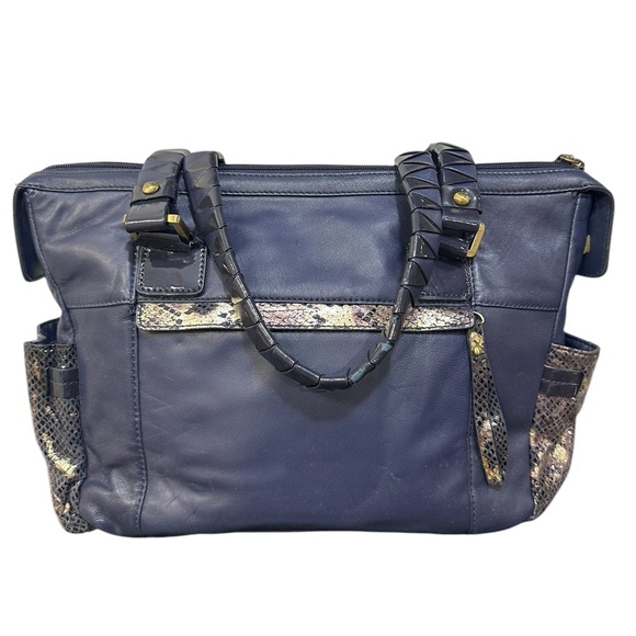 Vintage Sharif Leather Shoulder Bag | Snakeskin / Blue | Detailed | Purse - Picture 5 of 10